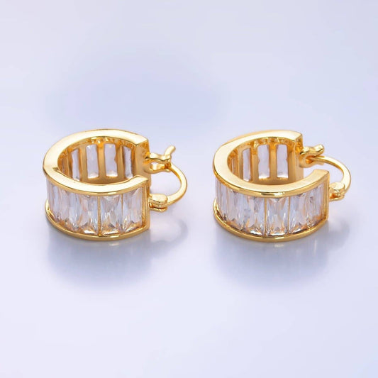 Baguette Latch Hoop Earrings