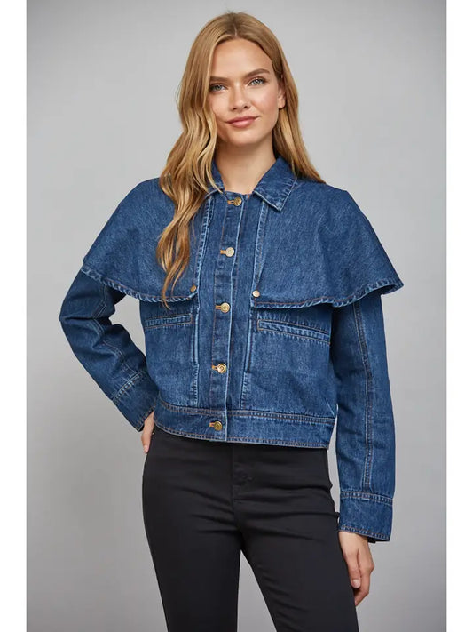 Sasha Cape Overlay Denim Jacket