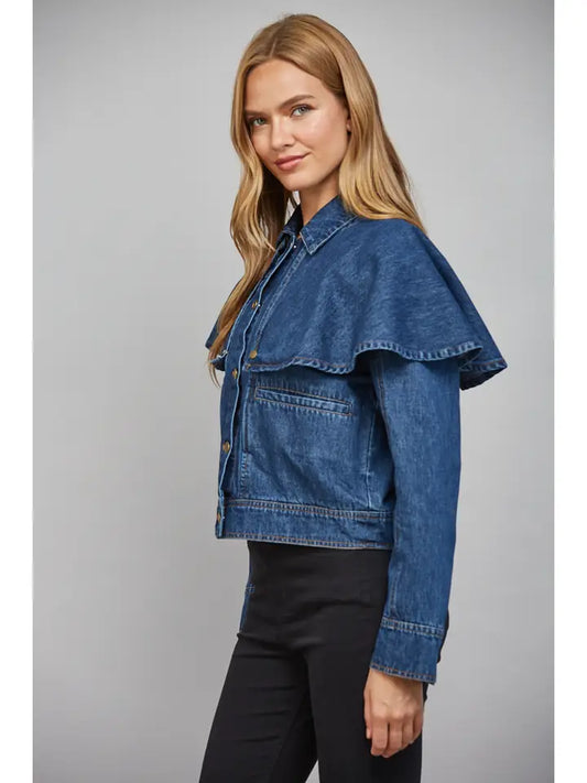 Sasha Cape Overlay Denim Jacket