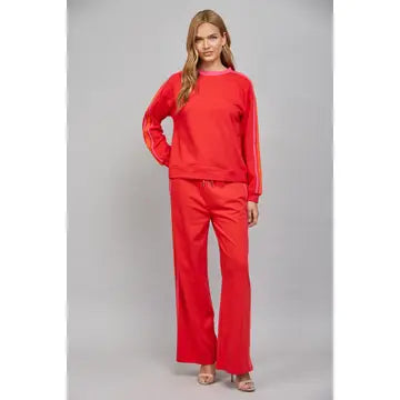 Cora Contrast Trim Sweatshirt & Pant Set