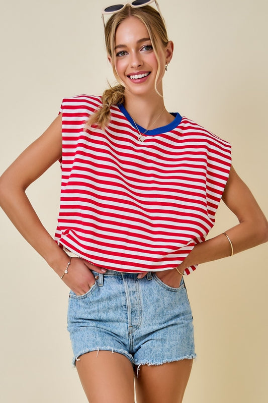 Bess Bubble Hem Americana Top