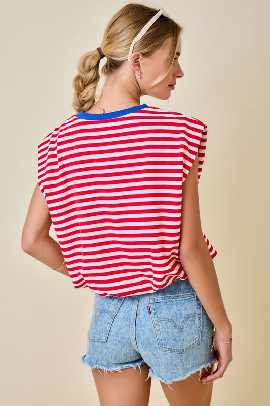 Bess Bubble Hem Americana Top