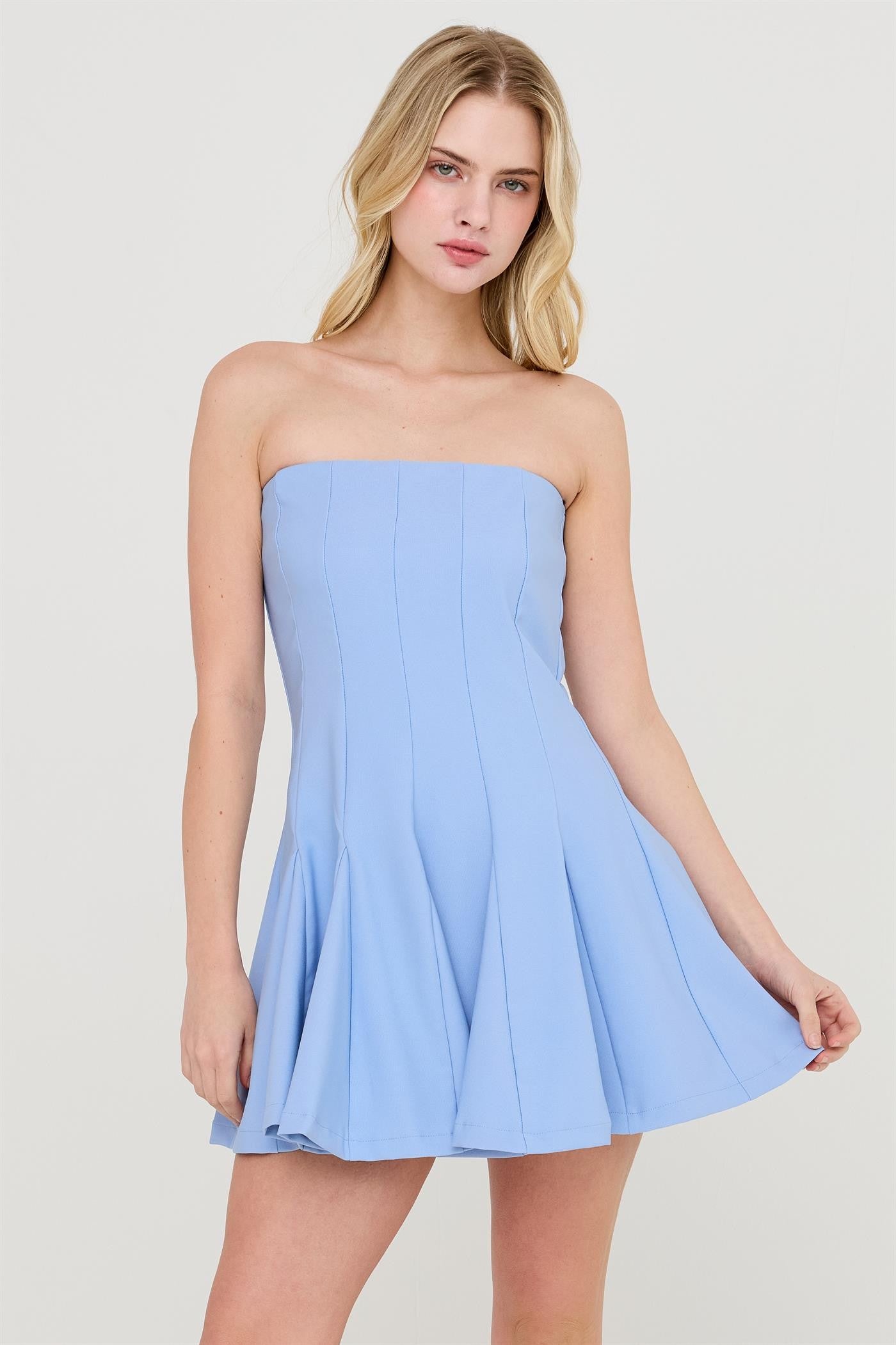 Strapless Pleated Dress