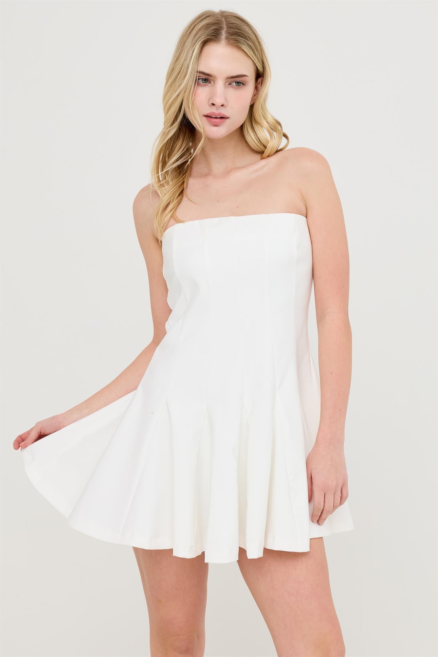 Strapless Pleated Dress