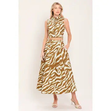 Talia Tiger Striped Midi Skirt