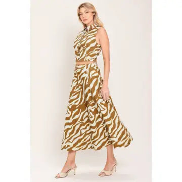 Talia Tiger Striped Midi Skirt