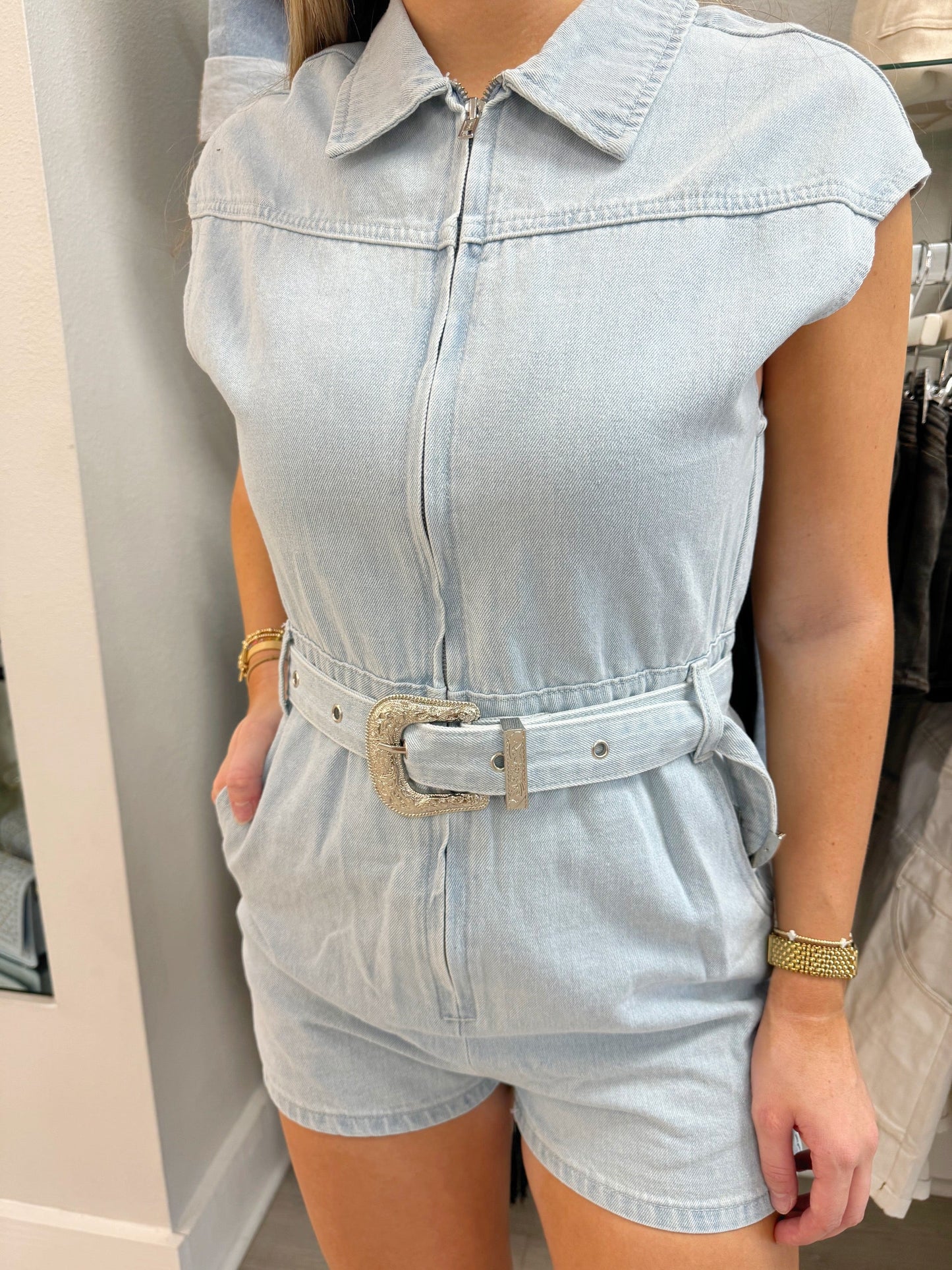 Sleeveless Belted Romper