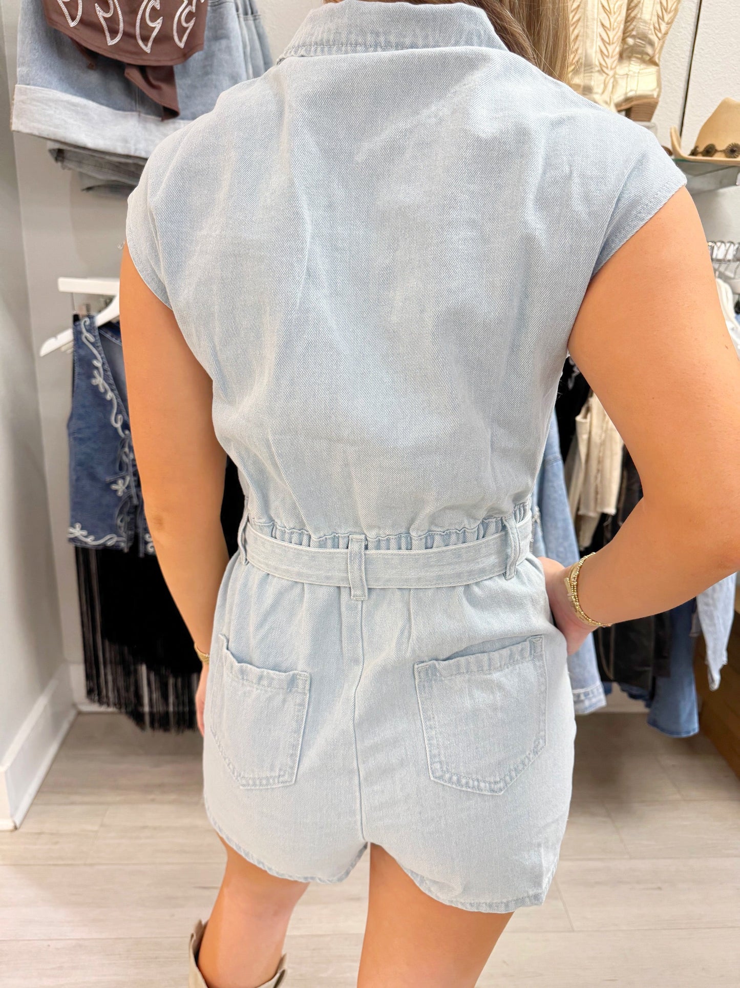 Sleeveless Belted Romper