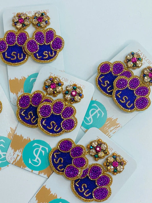 LSU Tiger Paw Earrings