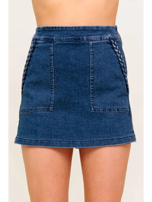 Stassi Braided Detail Denim Skort