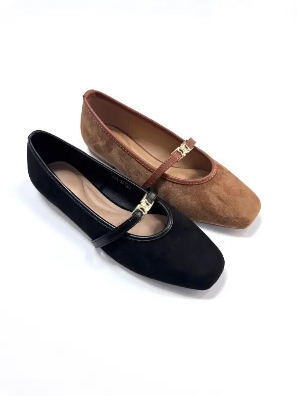 Jamie Suede Buckle Flats