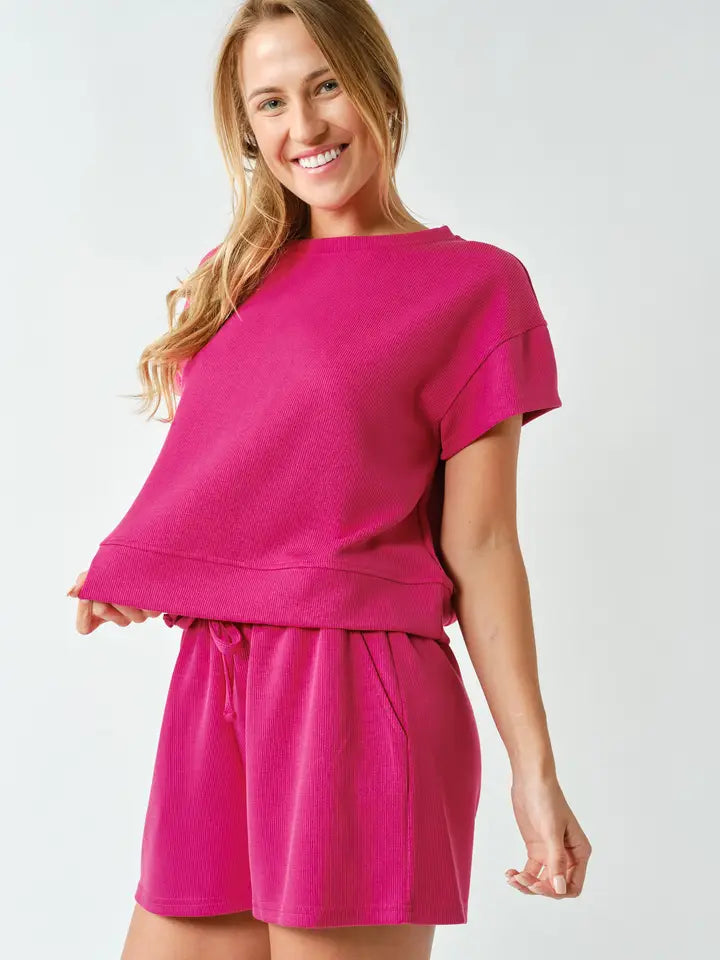 Trena Ribbed Classic Tee & Shorts Set