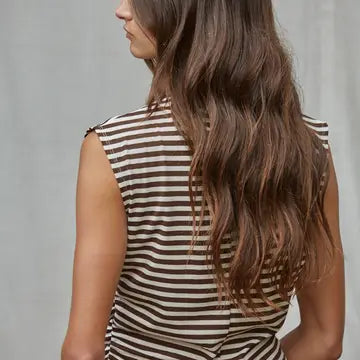 Sealy Mock Neck Striped Top