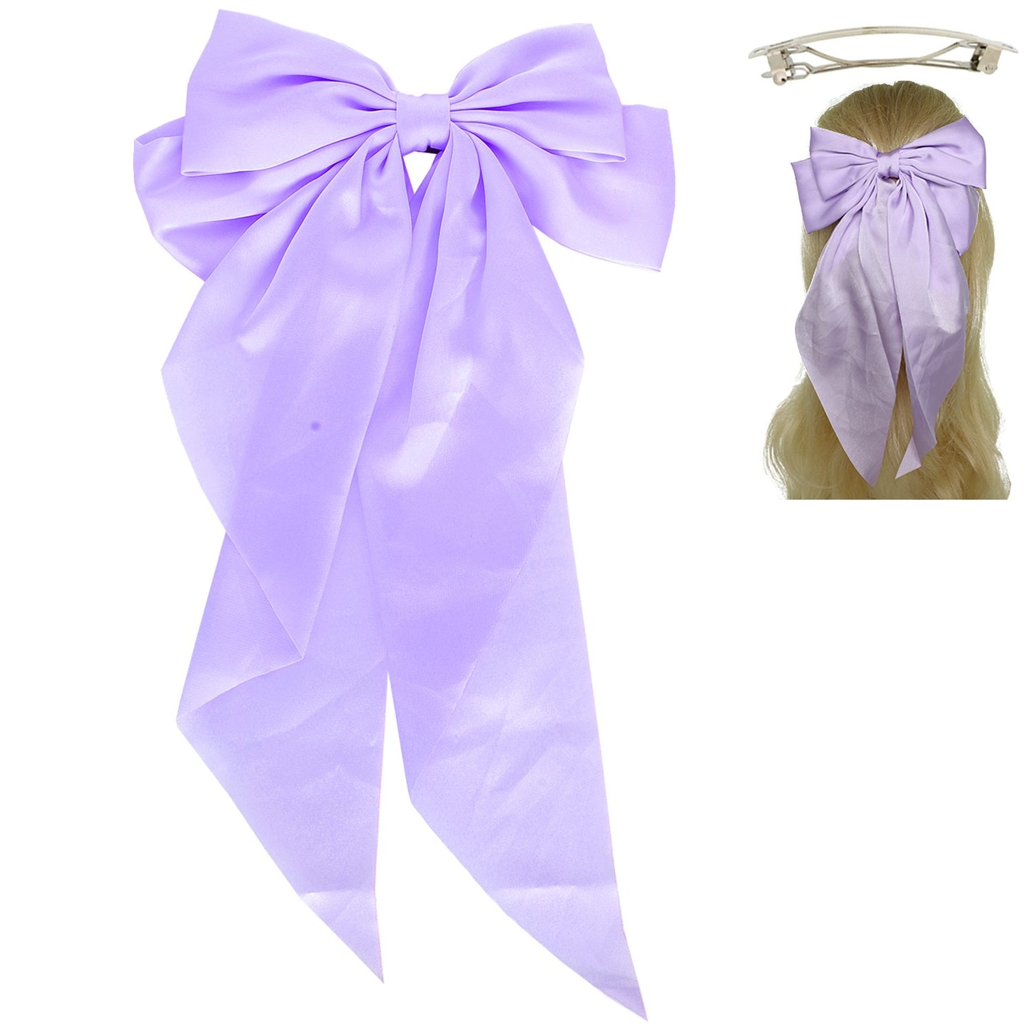 Satin Bow Barrette Hair Clip