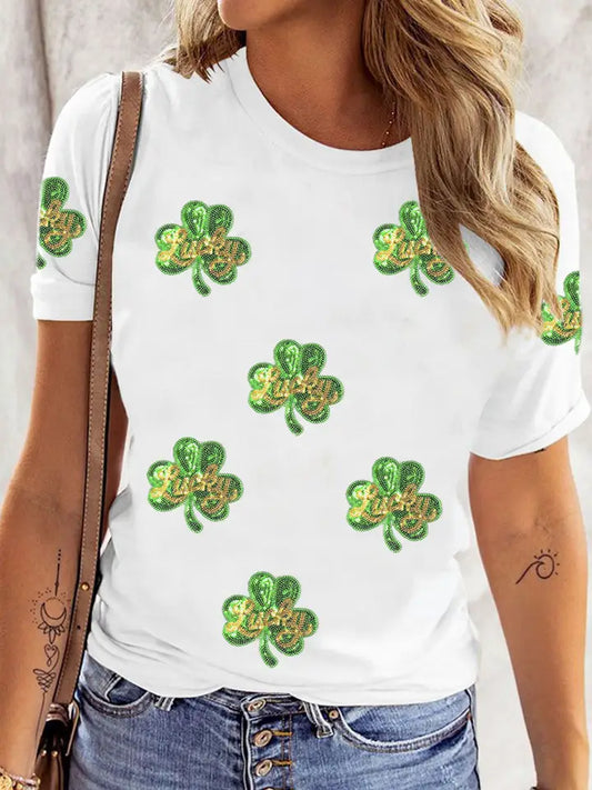 Sequin Lucky Clover Tee