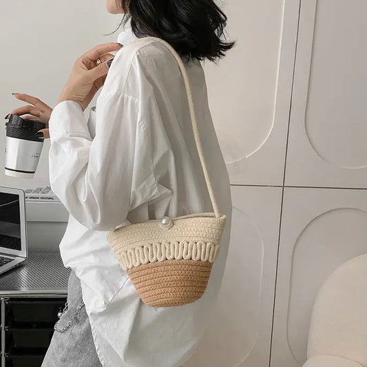 Alyce Two Tone Straw Bag