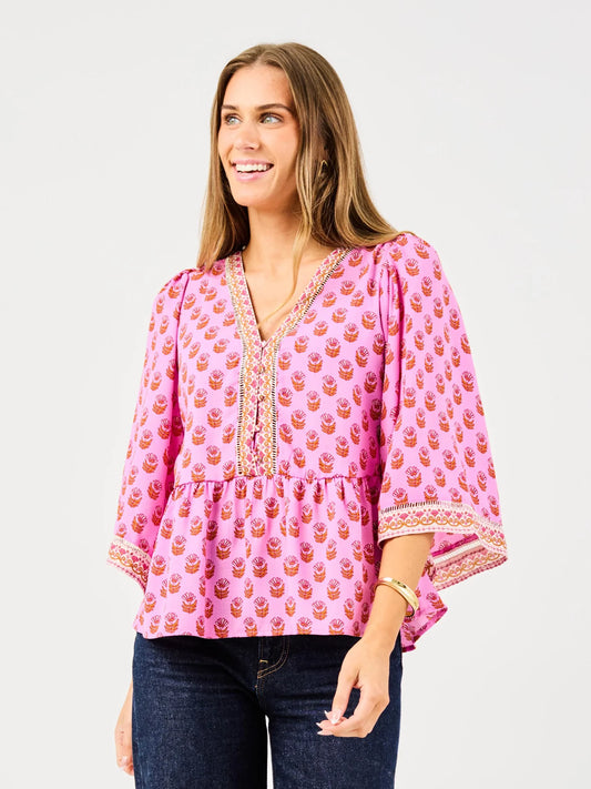 floral top, fall top, pink top