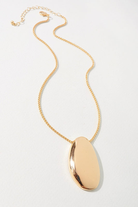 Minimalist Oval Pendant Necklace