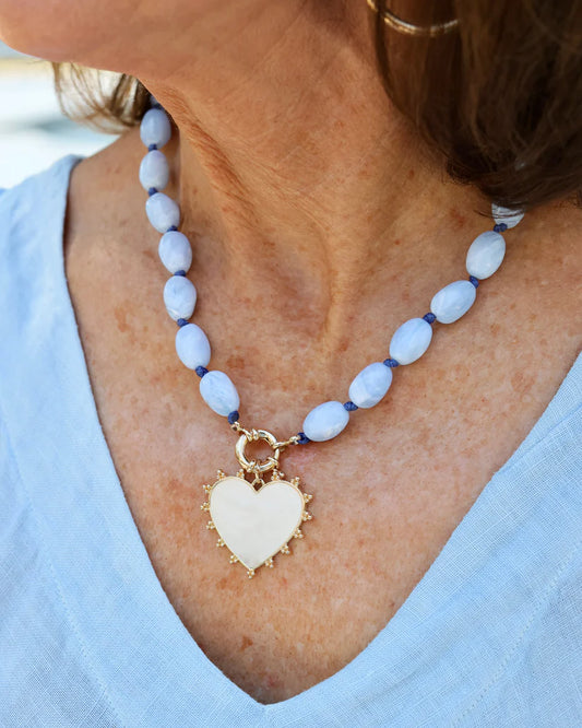 Marion Stone Necklace With Heart Charm