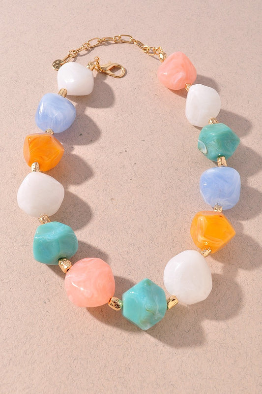 Multi-Color Chunky Resin Beaded Necklace