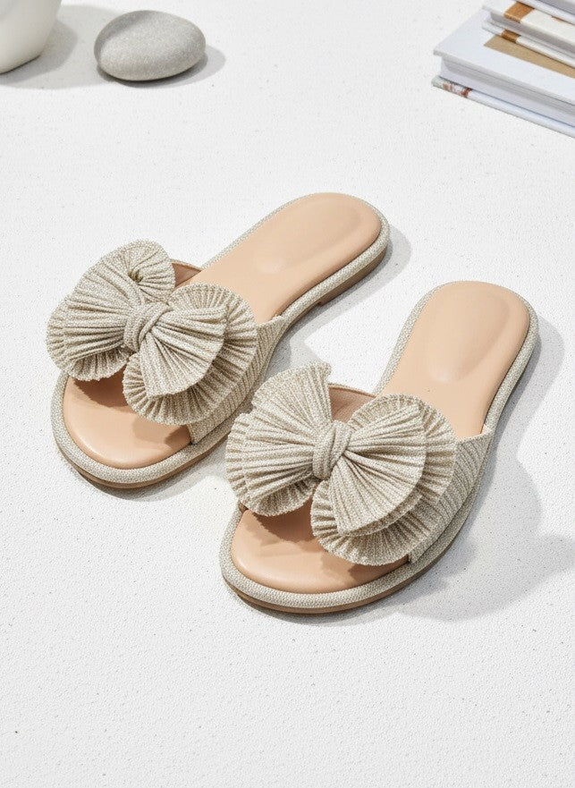 Pleated Bow Sandals