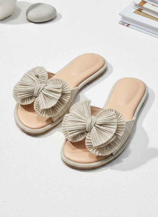 Pleated Bow Sandals