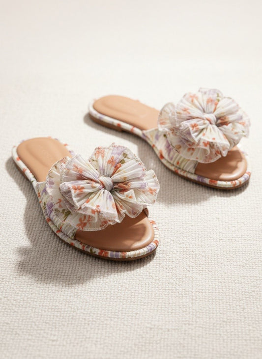 Pleated Bow Sandals