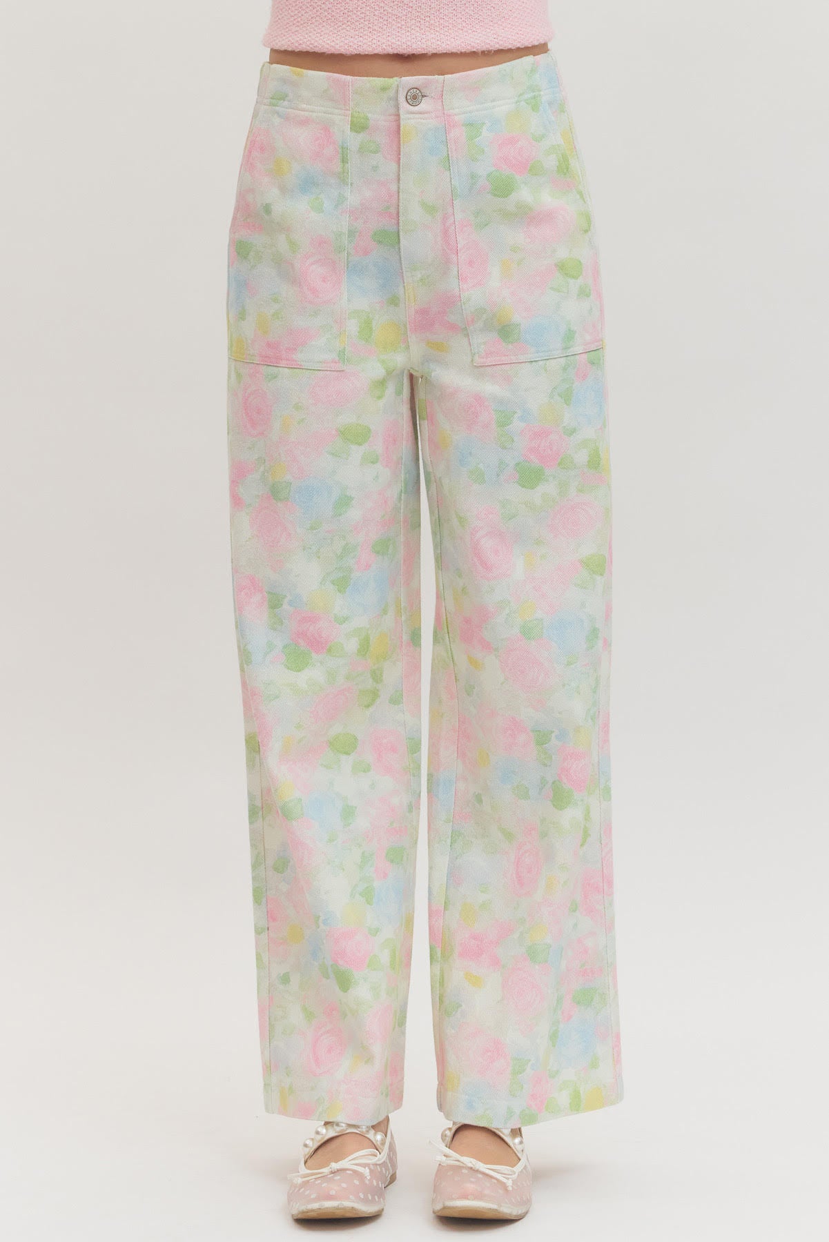 Amanda Pastel Floral Wide Leg Pants