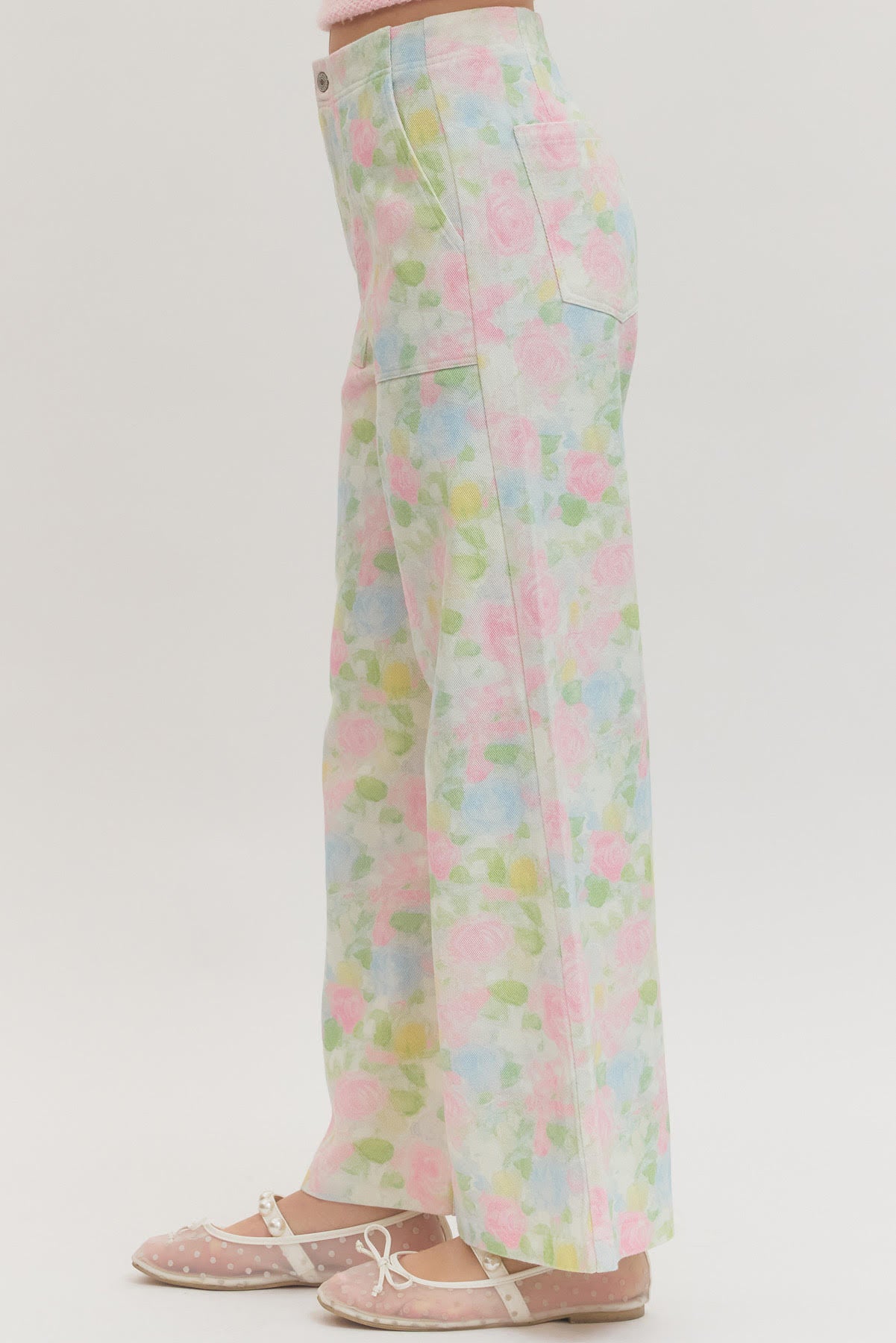 Amanda Pastel Floral Wide Leg Pants