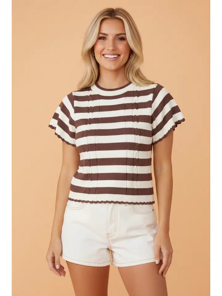 Daily Ribbed Cable Knit Top