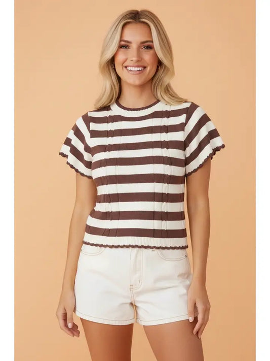 Daily Ribbed Cable Knit Top