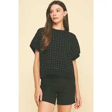 Rhine Stone Embroidered Sweater