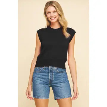 Cap Sleeve Knit Sweater