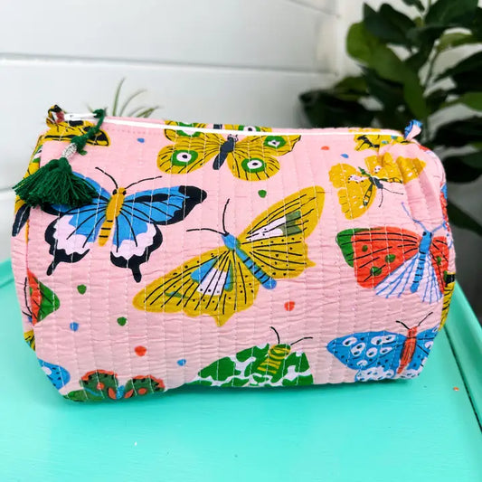 Quilted Butterfly Cosmetic Bag