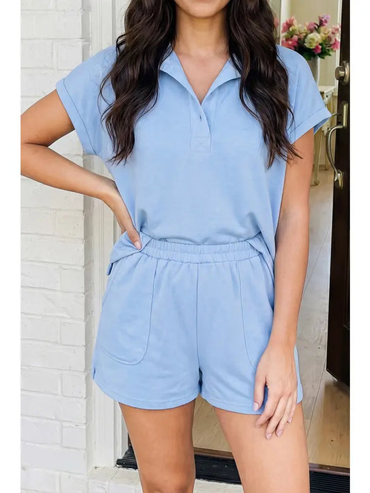 Larissa Polo Top & Shorts Knit Set