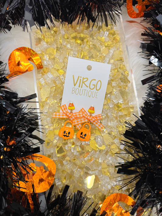 pumpkin earrings, orange pumpkin earrings, candy corn earrings, halloween earrings, pink pumpkin earrings