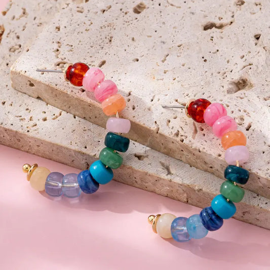 Sasha Rainbow Beaded Hoop Earrings