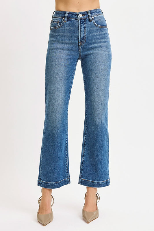 Tummy Control High Rise Crop Wide Leg Jeans
