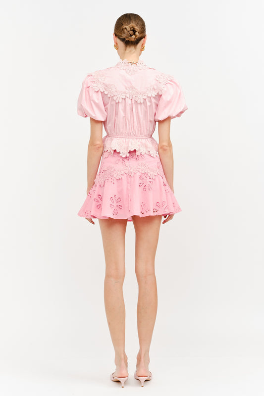 Eloise Floral Embroidered Top & Skirt Set
