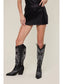 Raw Hem Faux Leather Skort