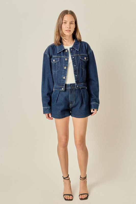 Harden Drop Shoulder Cropped Denim Jacket