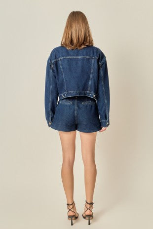 Harden Drop Shoulder Cropped Denim Jacket