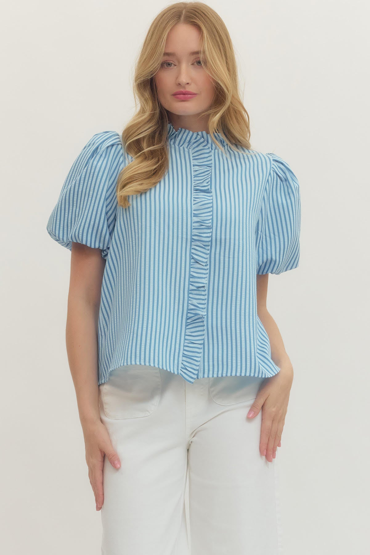 Jasmine Striped Puff Sleeve Top