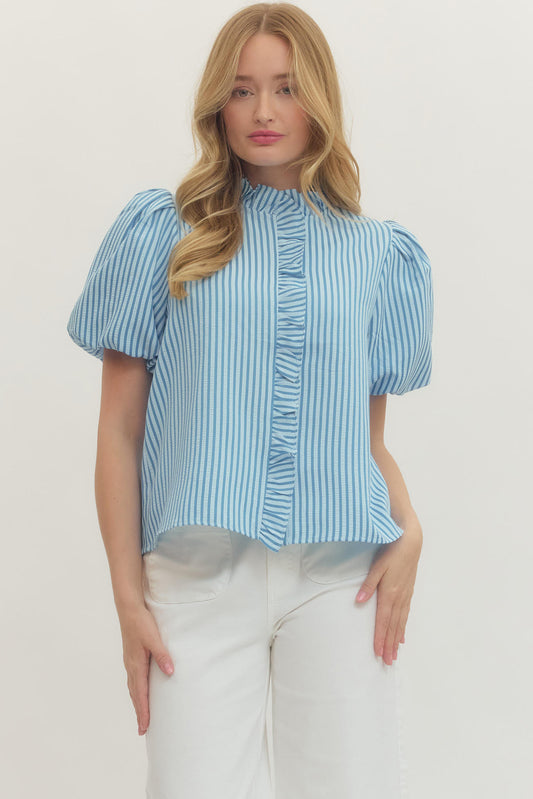 Jasmine Striped Puff Sleeve Top