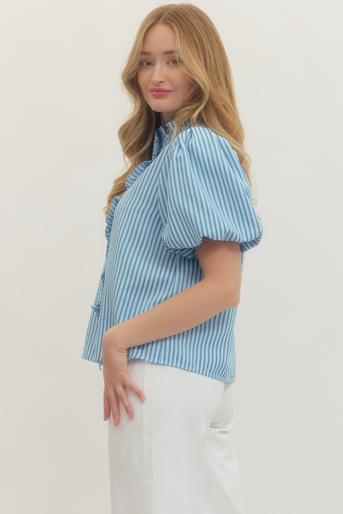 Jasmine Striped Puff Sleeve Top