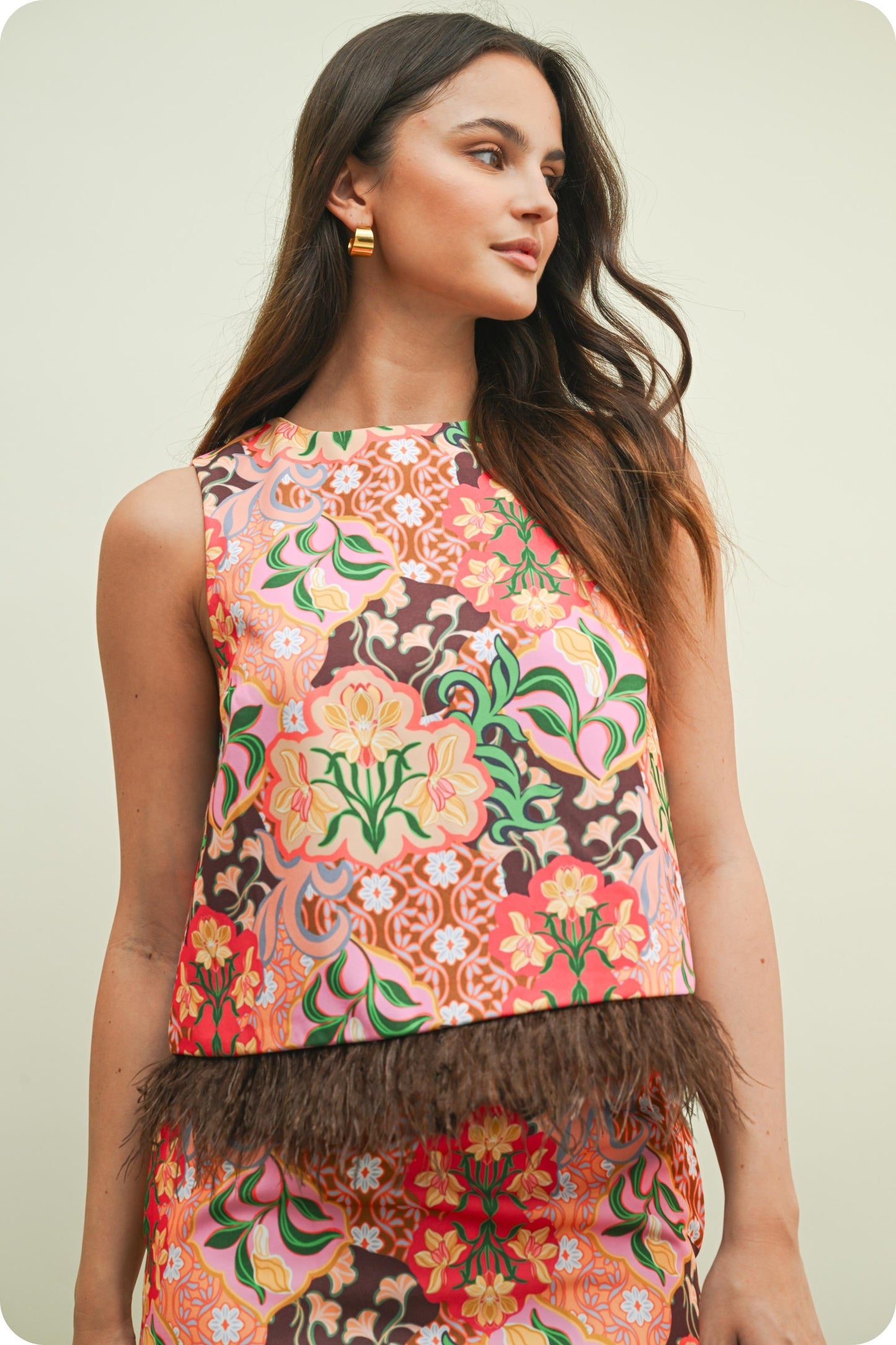 Garden Party Feather Trim Top