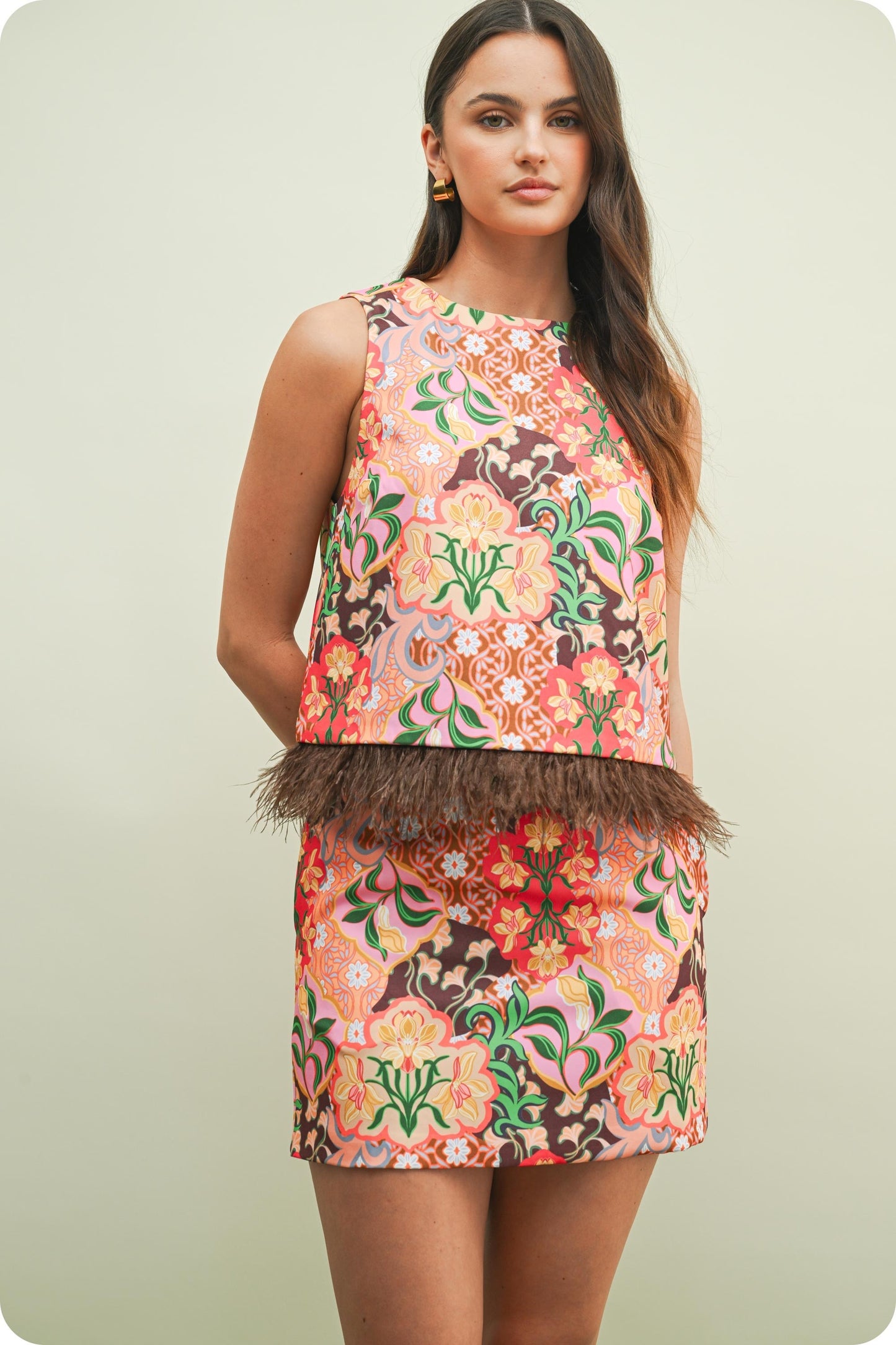 Garden Party Feather Trim Top