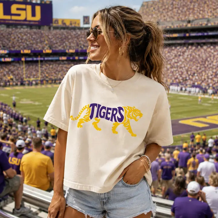 Purple & Gold Tigers Boxy Tee