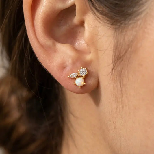 Mini Triple Rhinestone Stud Earrings
