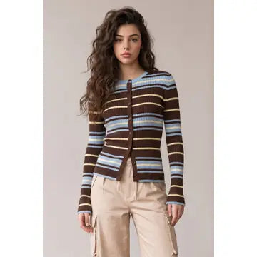Striped Button Down Cardigan